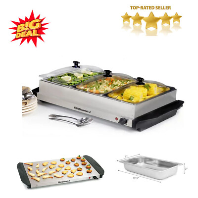 Stainless Steel Electric Buffet Server Warmer Trays Chafing Dish holiday party $53.40