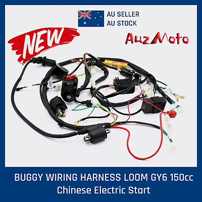 BUGGY WIRING HARNESS LOOM GY6 150cc Chinese Electric start Kandi Go kart dazon AU $55.15