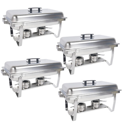 #ad 4 Pack 8 QT Stainless Steel Chafer Chafing Dish Sets Food Warmer for Catering $96.00
