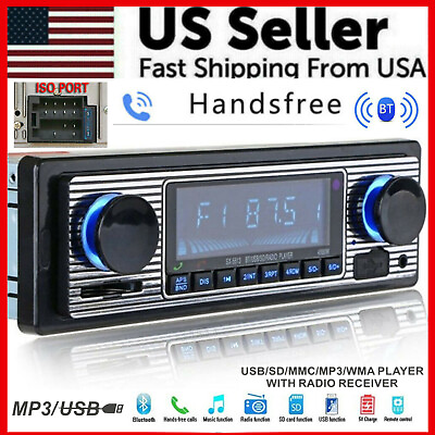 Bluetooth Vintage Car FM Radio MP3 Player USB Classic Stereo Audio Receiver AUX $20.99