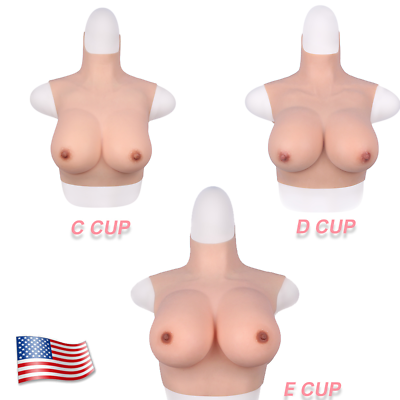 #ad KnowU Fake Tits Silicone Breast Forms Round or High Collar Cosplay Chest Suit $52.50