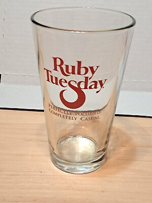 #ad Ruby Tuesday Perfectly Polished Completely Casual Glass Drinking Beer 6quot; Tall $11.21