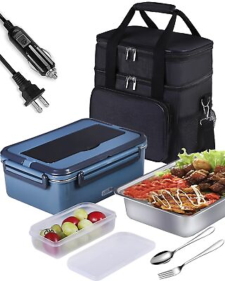 #ad 60oz Electric Lunch Box Food Heater with Insulated Lunch Cooler Bag 80W Heat... $54.78
