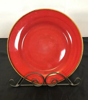 #ad #ad Sedona Thomson Pottery Salad Plates Swirl Tomato Red Poppy Tan Edge 8quot; $13.16