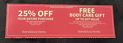 #ad #ad BATH AND BODY WORKS 25% OFF amp; FFREE BODY CARE COUPON EXPIRES 5 12 2024 $11.99