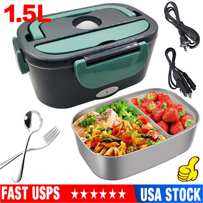 110V 12V Electric Heating Lunch Box Heater Stainless Steel Car Food Container US $13.99
