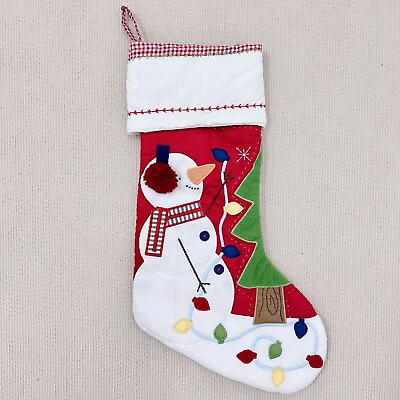 Pottery Barn Kids Snowman with Lights Quilted Christmas StockingRedNo Monogram $11.99