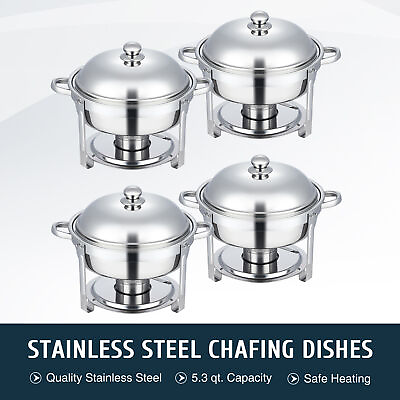 #ad 4PCS Set Chafing Dish Stainless Steel Food Warmer 5.3QT Durable Design $87.07