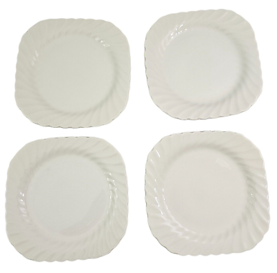 #ad Johnson Brothers Snow White Regency 7.5” Square Salad Luncheon Plates – Set of 4 $19.95