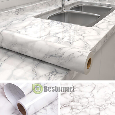 10#x27;x23.6quot; Marble Self Adhesive Peel and Stick Wallpaper Countertop Paper Rolls $10.87