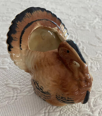 Vintage Morton? Art Pottery Turkey Planter Vase Pencil Holder Thanksgiving Fall $12.12