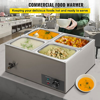 #ad Electric Food Warmers 4 Pan Buffet Server with Lid and Tap 110V for Catering $142.47