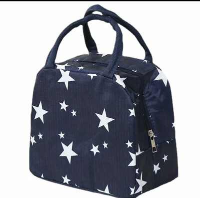 Lunch Bag Insulated School Work Food Insulated Blue Stars $12.00