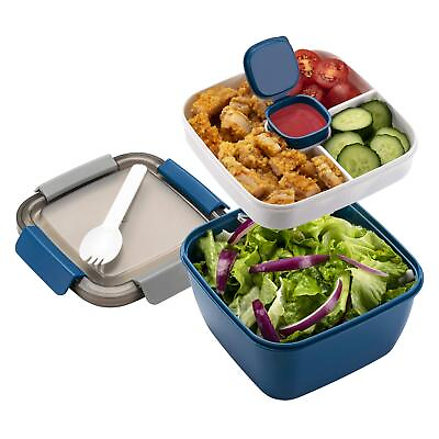 #ad #ad Salad Lunch Container To Go 52 oz Salad Bowls with 3 Compartments Salad Dre... $15.05