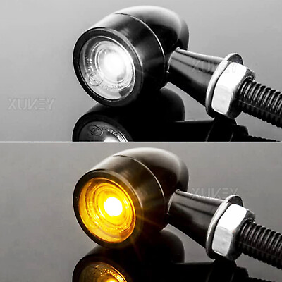 2x Mini LED Motorcycle Turn Signals Indicator Amber Blinker Light Lamp DRL Black $11.52
