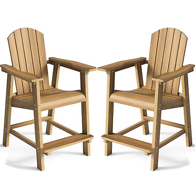 #ad Set of 2 Tall Adirondack Chair Poly Bar Stools with Footrest for Balcony Deck $269.99