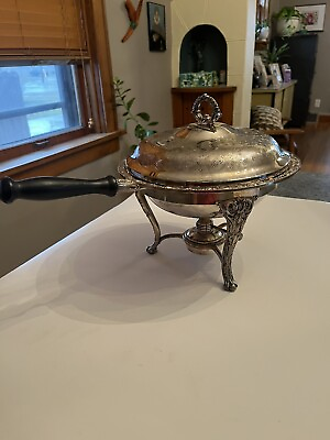 #ad #ad Vintage Silver Plated Three Footed Chafing Warming Dish. Lid Burner Stand. 9” $26.00