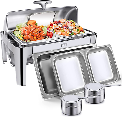 PYY Roll Top Chafing Dish Buffet Set Professional Chaffing Server Set Commercial $268.32
