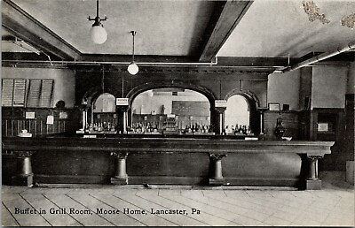 #ad #ad Buffet in Grill Room MOOSE HOME E King St Lancaster PA Postcard Black White DB $3.88