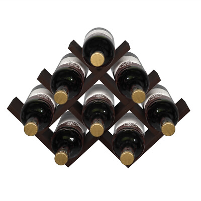 8 Bottle Countertop Wine Rack Wine Bottle Holder for Bar Table Wine Cabinet Wood $23.89