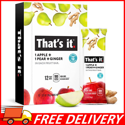 #ad #ad 12pk That#x27;s it ApplePearGinger 100% Natural Real Fruit Bar High Fiber 1.2oz $27.52