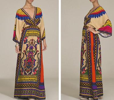 #ad Women Traditional African Print Party Dresses V neck Beach Long Dress $21.07