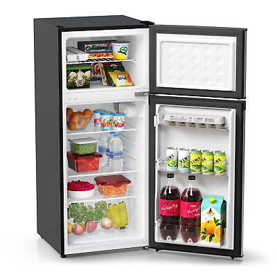 #ad 4.5 Cu Ft Two Door Compact Fridge Refrigerator With Top Freezer Stainless Look $259.97