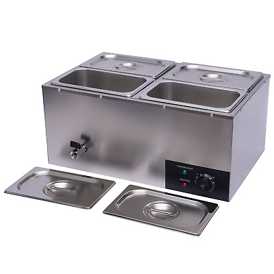Commercial Countertop Buffet Food Warmer 4 Pan Steam Table Stainless Steel 600W $145.01