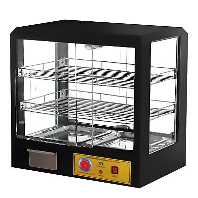 #ad Food Pizza Warmer Display 3 Tier Electric Warmer Lighting Glass Door 500W $302.39