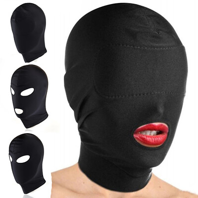 Sensory Deprivation Elastic Head Harness Open Mouth Mask Hood Bondage Cosplay SM $8.79