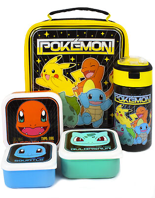 Pokemon Lunch Bag 5 Piece Food Bag Water Bottle 3 Snack Pots One Size $31.99