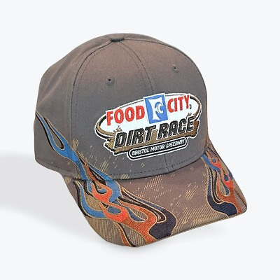 #ad #ad Food City Dirt Race Hat Cap Bristol Motor Speedway Mud Fire Flames NASCAR Gray $19.96