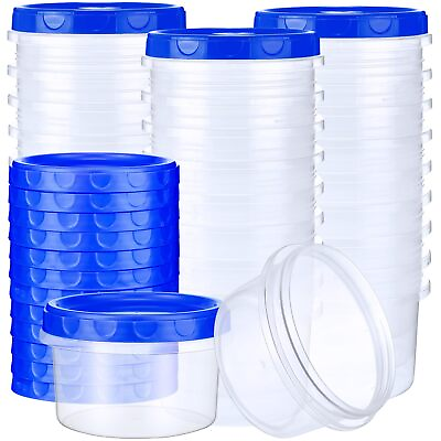 #ad 72 Pack 8 oz Twist Top Food Storage Containers with Screw Lids Reusable Freez... $30.08