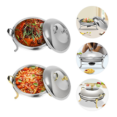 #ad Chafing Dish Round Buffet Food Warmer Tray Stainless Steel with Fuel Holder 24cm $40.91