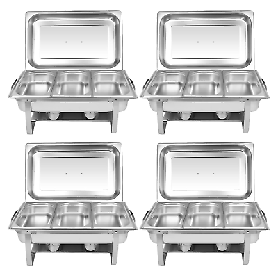 #ad 4Pack 8Qt Commercial Chafing Dish Buffet Food Warmer Steam Table 3 Pan Stainless $116.89