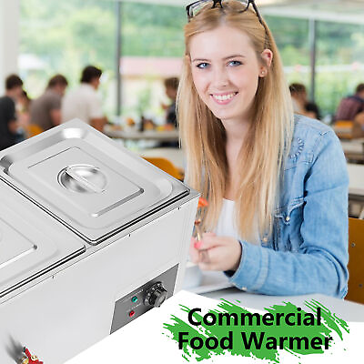 #ad Electric Food Warmers 2 Pan Commercial Food Warmer 600W Countertop Stainless Ste $133.99