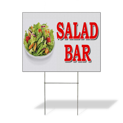 #ad Weatherproof Yard Sign Salad Bar Food Fair Truck Restaurant Red Lawn Garden $23.99