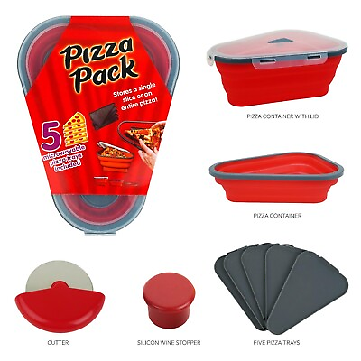 #ad PIZZA PACK The Perfect Reusable Pizza Storage Container with 5 Microwavable Tray $12.99