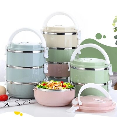 #ad #ad Multi Layer Stainless Steel Lunch Box Food Portable Thermal Lunchbox Office $22.77