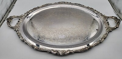 Wallace Baroque Silver Plate Footed Butler Tray 294 Buffet Serving Platter 29quot;L $271.99