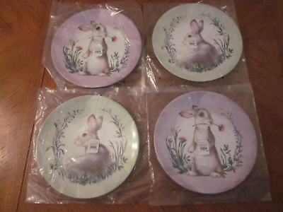 #ad S 4 Pottery Barn Kids Monique Lhuillier Easter Bunny Melamine Plates NWT $69.95