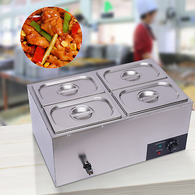 Commercial Electric Buffet Food Warmer 4 Pan 16L Countertop Warming Pans 600W $145.09