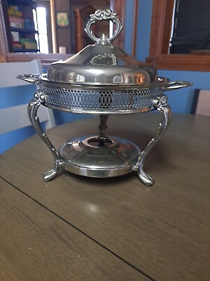 #ad Vintage WM Rogers 9” Silver Plated Chafin Warming Dish With Cover $22.00