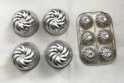 Swirl Aluminum Food Molds Lot Of 5 Vintage 1960s $14.95