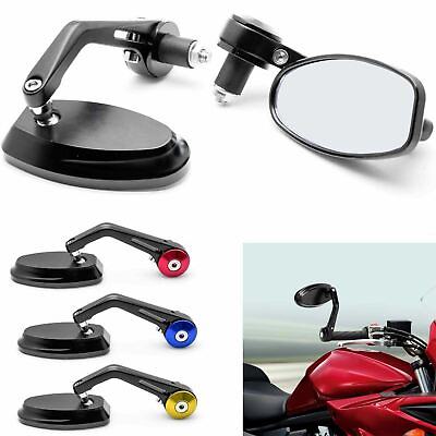 Motorcycle Universal 7 8quot; 22mm Aluminum Handle Bar End Rear View Side Mirrors $20.99
