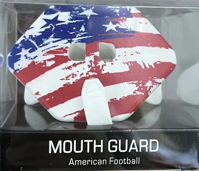 #ad #ad Football Sports Mouth Guard Lip Guard MIGHT Helmet Strap Included American Flag $39.88