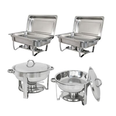 2 Pack 8 Quart amp; 2 Pack 5 Quart Chafing Dish Stainless Steel Tray Buffet Warmer $108.58