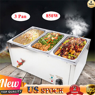 #ad 3 Pan 850W Commercial Electric Food Warmer Buffet Steam Table Stainless Steel $109.73