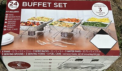 #ad #ad Chafing Dishes Disposable Set Of 24 With Utensils. New In Sealed Box. $39.95