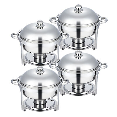 #ad 4 Packs Round Chafer Chafing Dish 5.3qt Sets Bain Marie Buffet Food Warmers $89.98